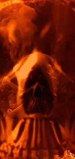 Fiery skull with flames wallpaper for mobile.