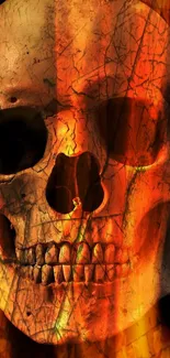 Fiery skull with flames wallpaper for mobile.