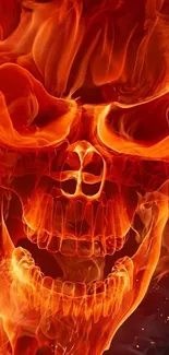 Fiery skull illustration with vivid flames for mobile wallpaper background.