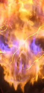 Fiery skull with vibrant colors and flames.