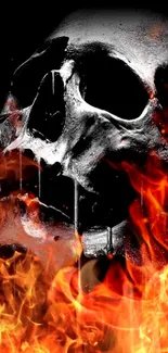 Skull engulfed in flames mobile wallpaper