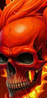 Fiery skull art with bright flames.