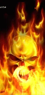 Fiery skull engulfed in vibrant flames.