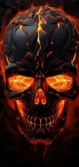 Fiery skull with a flaming background, perfect for dark-themed mobile wallpaper.