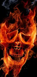 Fiery skull art with intense flames on dark background.