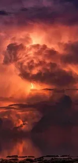 Fiery orange storm clouds with dramatic lighting.