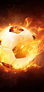 Burning soccer ball with vivid flames.