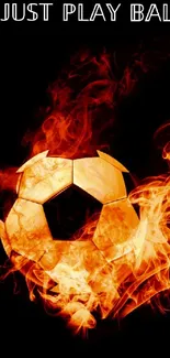 Fiery soccer ball with flames against a dark background.