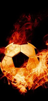 Fiery soccer ball with flames on a black background.