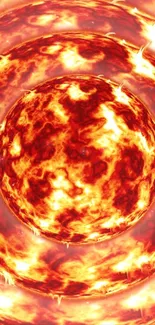 Vibrant wallpaper of a fiery solar explosion with swirling flames.