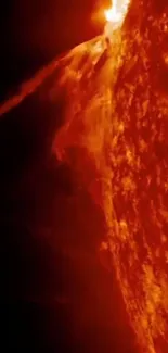 Fiery solar flare eruption on Sun's surface wallpaper.