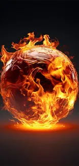 A fiery sphere engulfed in vibrant flames.