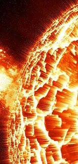 Abstract fiery sun solar explosion wallpaper.
