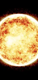 Fiery orange sun with glowing edges on a black background.