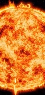 Bright and fiery sun wallpaper with vibrant solar flares.