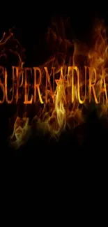 Supernatural wallpaper with fiery flames on a black background.