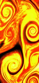 Fiery abstract wallpaper with red and yellow swirls.