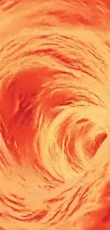 Fiery swirl abstract art wallpaper in orange hues.