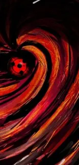 Fiery swirl design with red and black elements in abstract pattern.