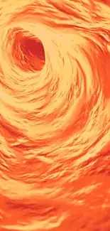 Mobile wallpaper with a dynamic fiery orange swirl design.