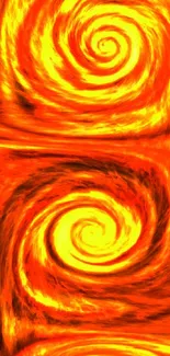 Abstract fiery swirl wallpaper with vibrant orange and yellow colors.