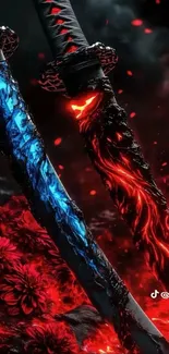 Dramatic swords with fiery and vibrant colors.