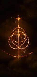 Fiery symbol glowing on a dark mobile wallpaper background.