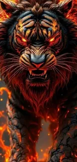 Fiery roaring tiger art wallpaper