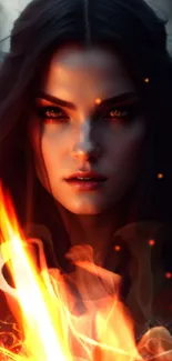 Fiery warrior in captivating digital art design with powerful orange glow.