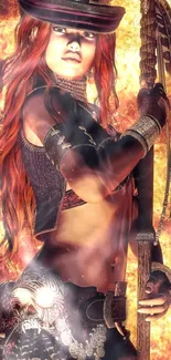 Fantasy warrior with fiery background.