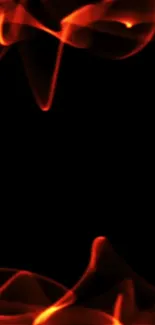 Fiery red and black abstract waves on mobile wallpaper background.