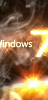 Fiery Windows 7 mobile wallpaper with dynamic flame background.