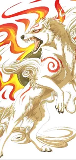 Fiery wolf with flame design illustration.