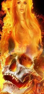 Fiery woman with skull engulfed in flames.