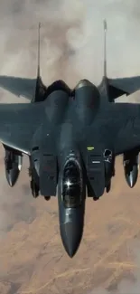 Mobile wallpaper of a fighter jet soaring through the sky, showcasing aerial elegance.