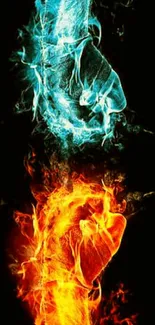 Abstract fire and ice design wallpaper with vibrant colors for mobile screens.