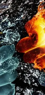 Stunning fire and ice wallpaper with vibrant and dynamic contrast for mobile devices.