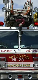 Front view of Houston fire truck mobile wallpaper.