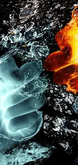 Dynamic wallpaper featuring intense fire and ice elements clashing dramatically.