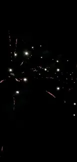 Fireworks bursting in a dark night sky with bright sparkles.