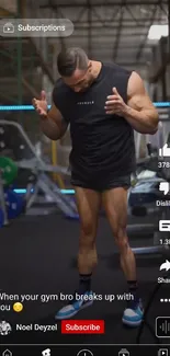 Muscular person in gym setting with motivational vibe.