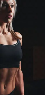 Athletic woman in gym, fitness motivation wallpaper.