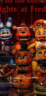 Five Nights at Freddy's 2 anniversary wallpaper featuring iconic characters.