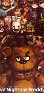 Five Nights at Freddy's wallpaper featuring iconic characters.