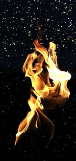 Artistic flame against a dark background in a mobile phone wallpaper.