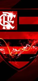 Flamengo neon shield wallpaper with red and black colors.