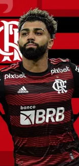 Flamengo football player on red and black team wallpaper