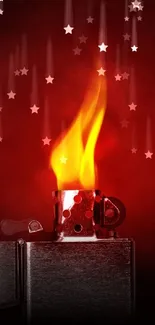 Fiery flame on dark wallpaper for mobiles.