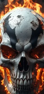 Flaming skull with intense fire in the background.