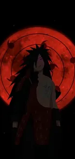 Anime character with red moon background wallpaper.